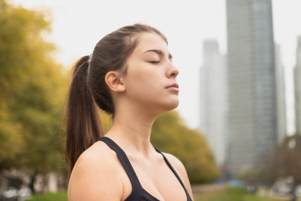 Breathing face exercise